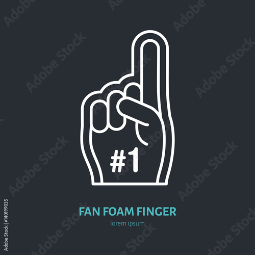 Fan foam finger vector line icon. Sport supporting sign. Cheerleading illustration.