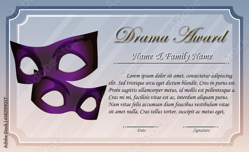 Certificate template for drama award