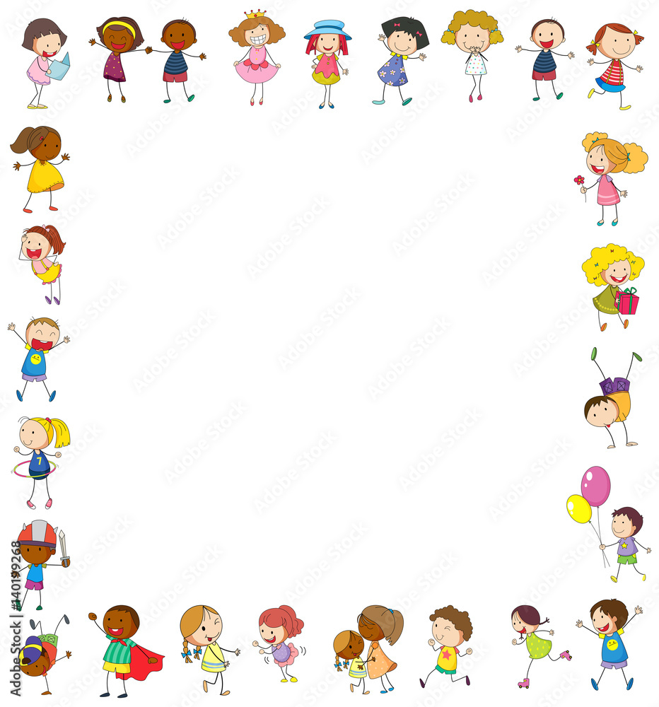 Frame template with happy children Frame template with happy children