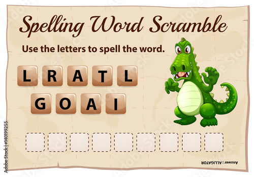 Spelling word scramble game with word alligator