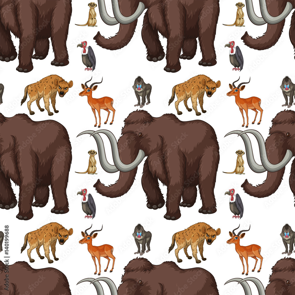 Obraz premium Seamless background with wild animals
