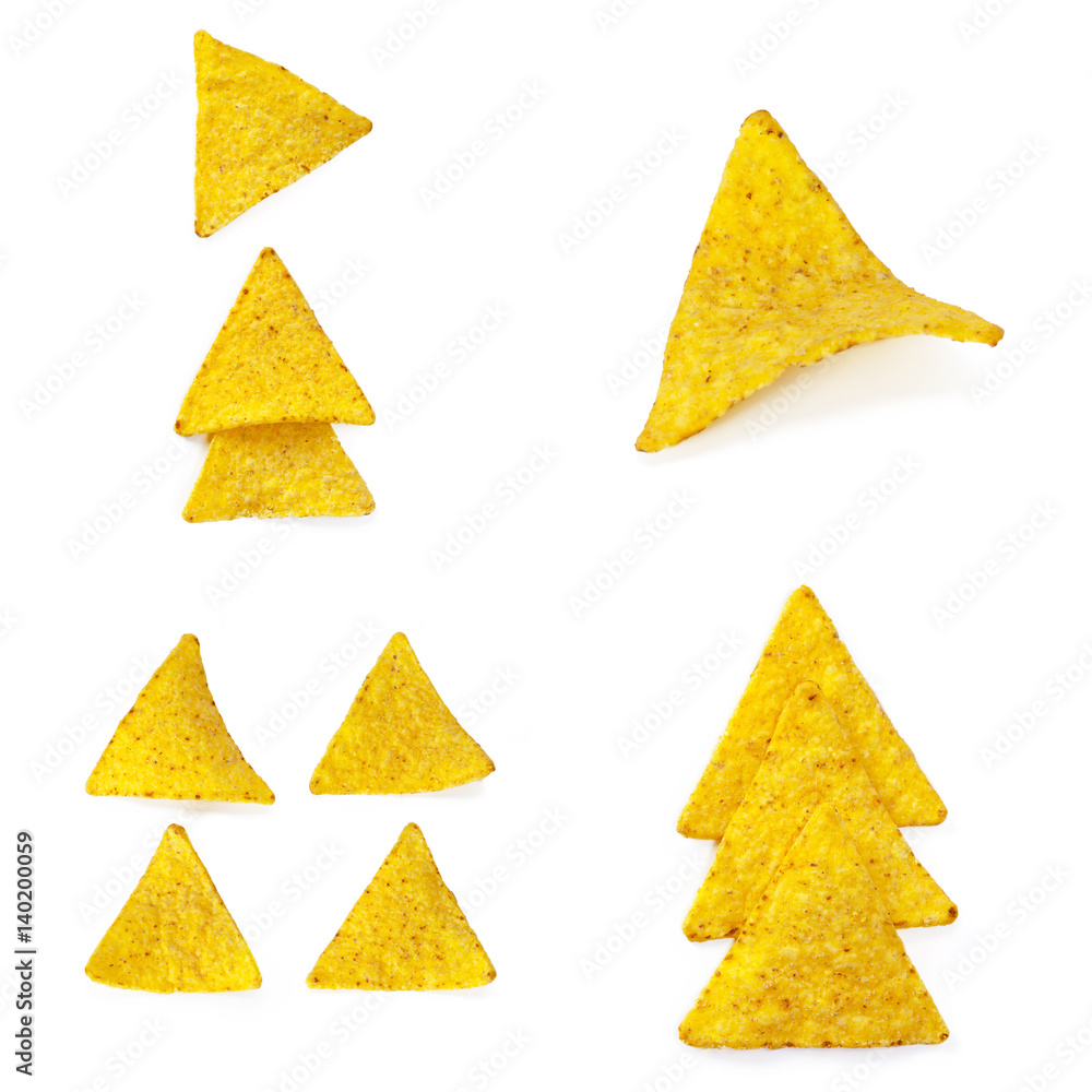 Potato chips isolated on white background. Collection. Potato chips isolated on white background. Collection.