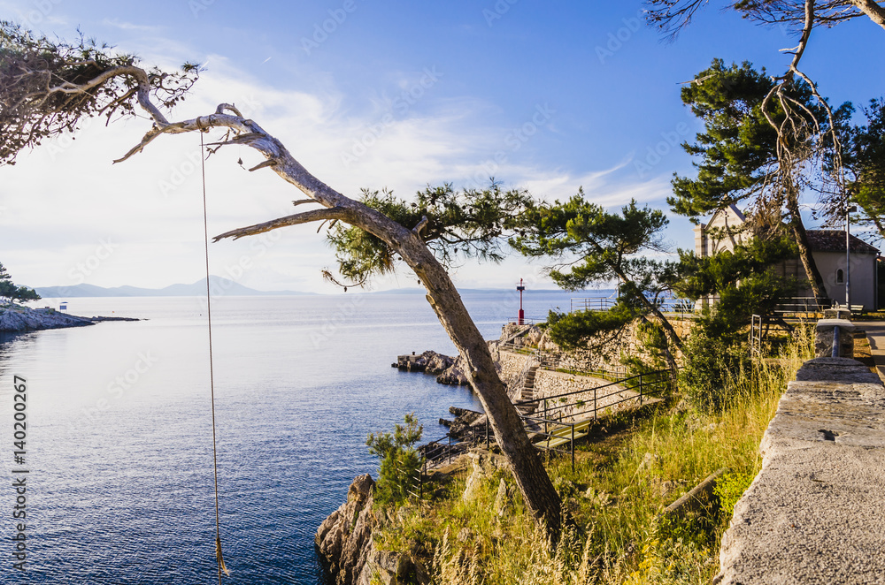 dalmatia coast feature at sunset, island of losinj, croatia dalmatia coast feature at sunset, island of losinj, croatia
