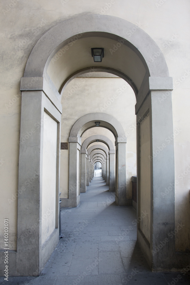 Arches in Florence (Firenze), Italy (Italia) - Perspective Shot