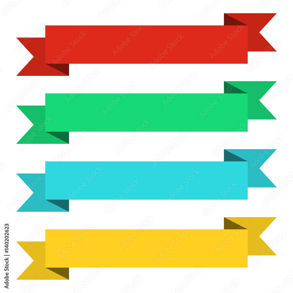 Flat ribbons banners. Ribbons in flat design. Vector set of colorful ribbons Flat ribbons banners. Ribbons in flat design. Vector set of colorful ribbons