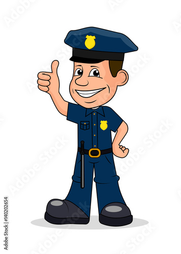 Cheerful police officer vector illustration.