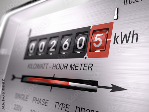Obraz na płótnie Kilowatt hour electric meter, power supply meter - closeup view