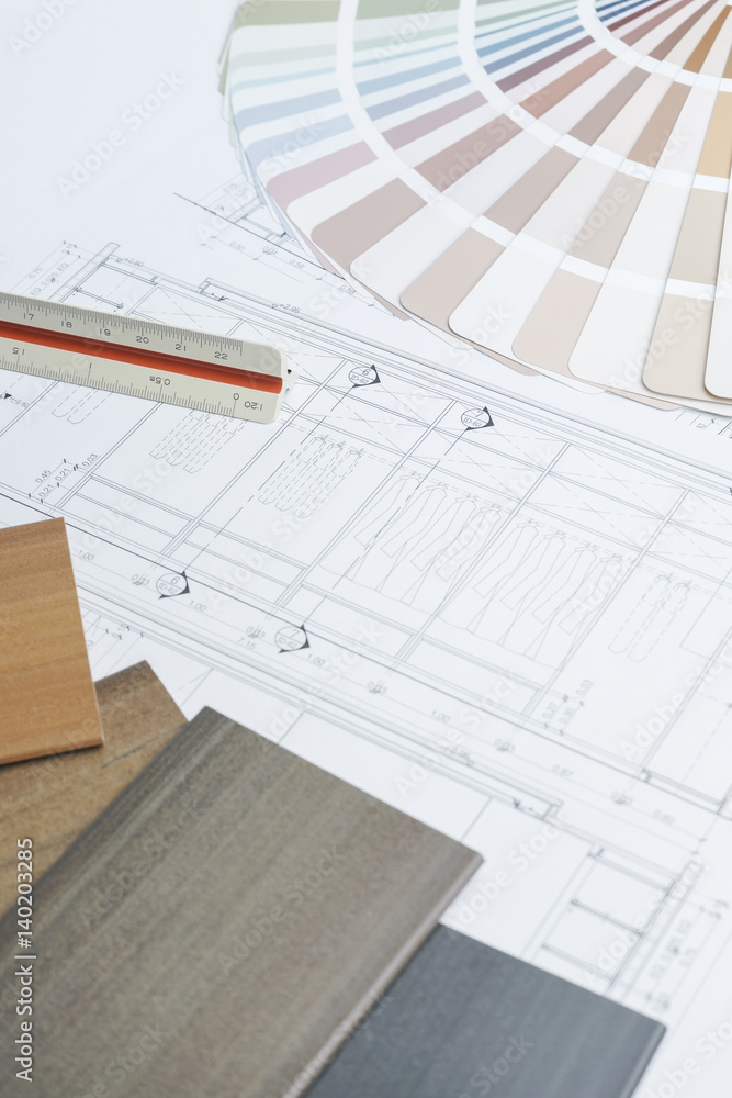 color and material samples on architectural drawings of the modern house color and material samples on architectural drawings of the modern house