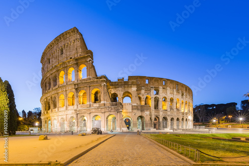 Night at The Colosseum landmark in Rome, Italy.