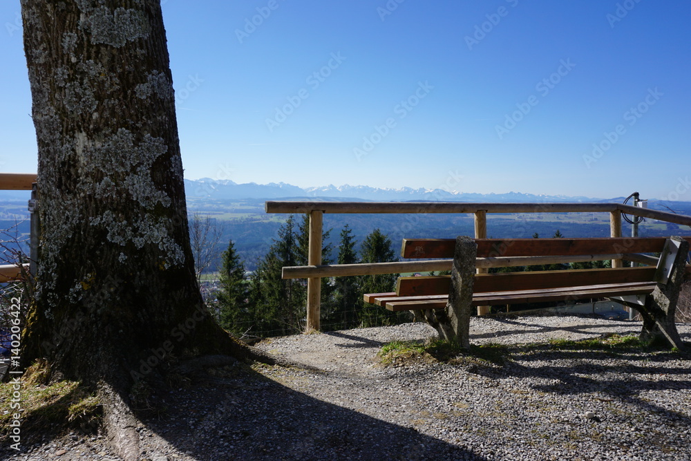 Bench with a view of the Alps