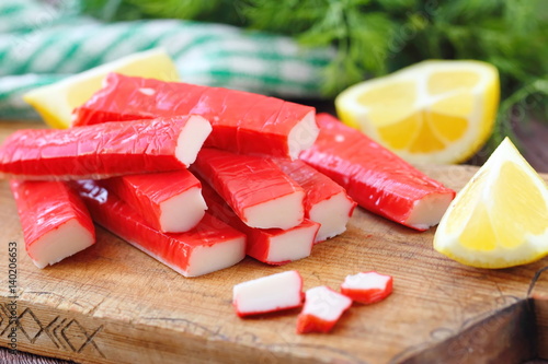 Crab sticks prepared for eating
