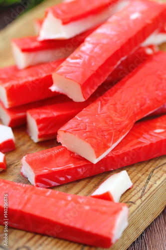 Crab sticks prepared for eating