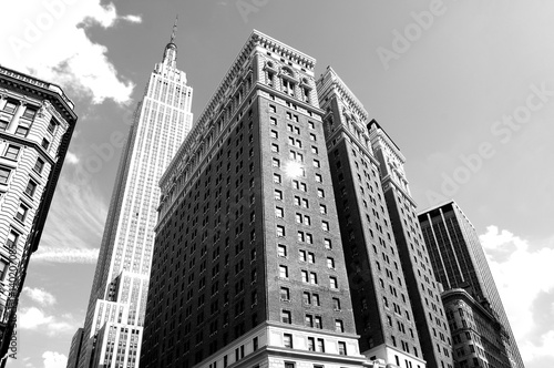 Skyscrapers in New York City black and white photo
