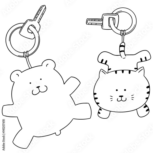 vector set of animal keychain