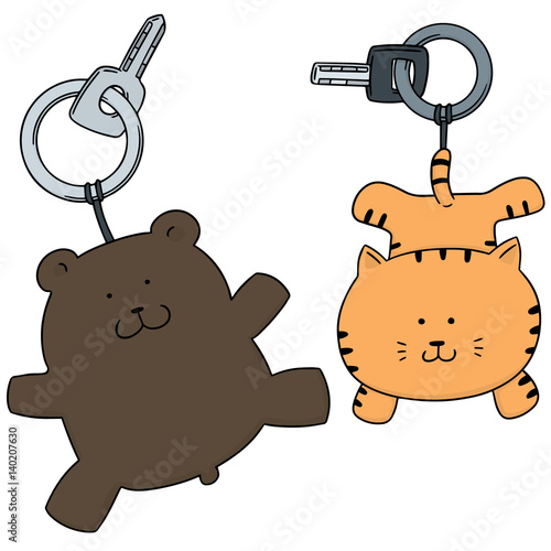 vector set of animal keychain