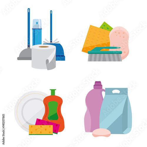 set of household chemicals