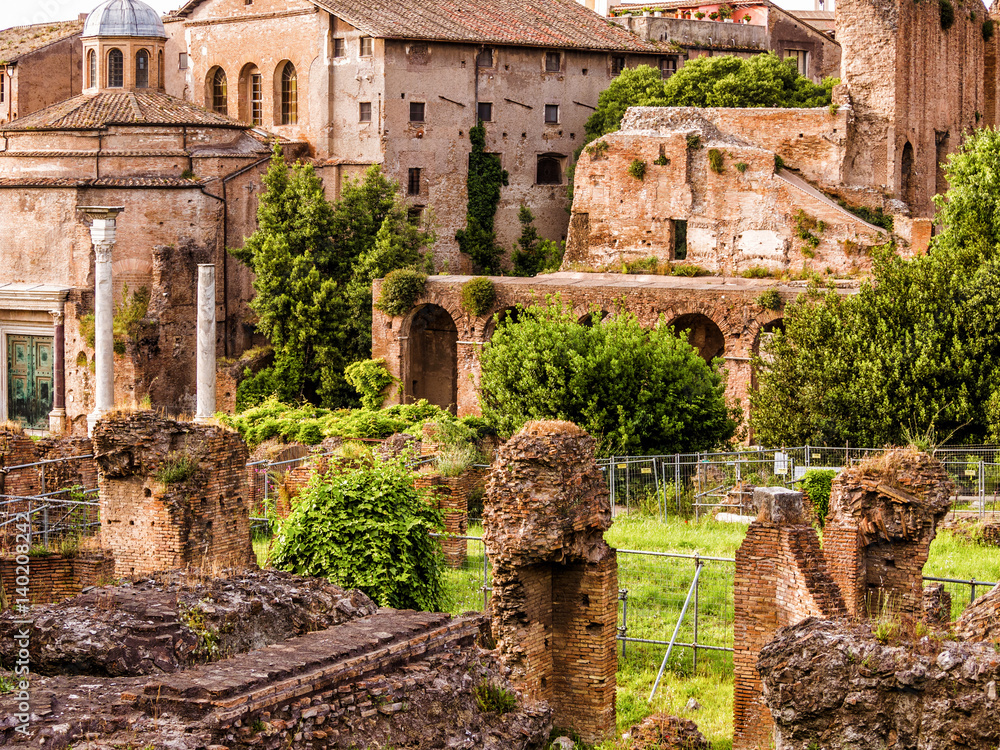 Picturesque Ruins of the Roman Forum in Rome, Italy