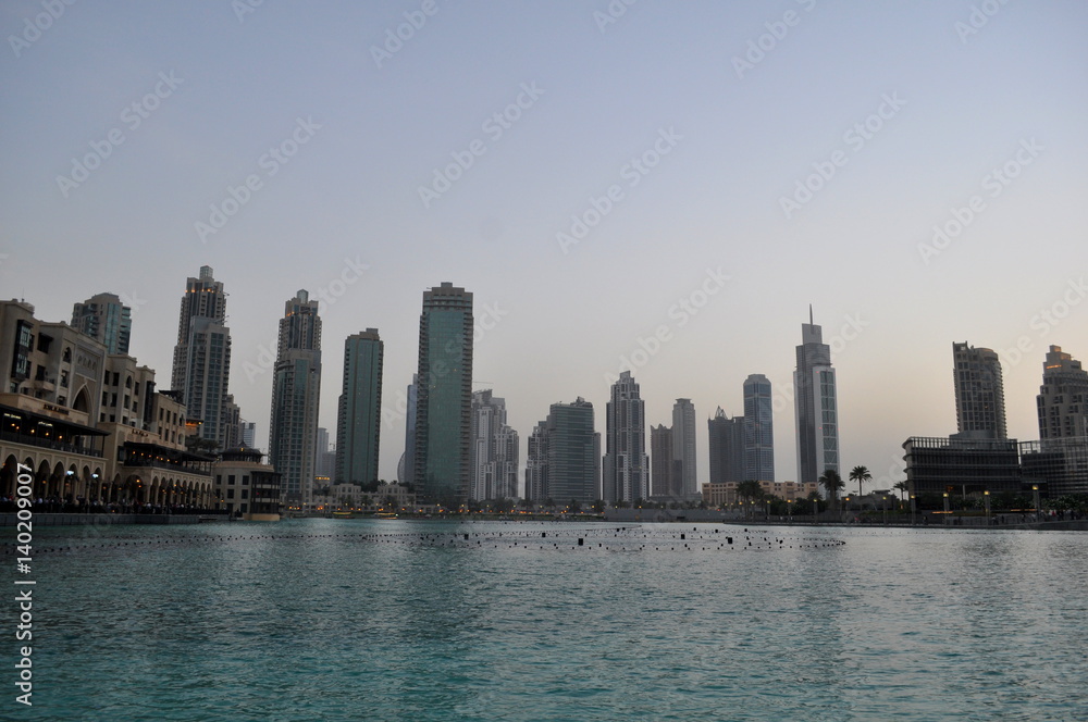 Naklejka premium Panorama of modern skyscrapers in Dubai city,Dubai,United Arab Emirates