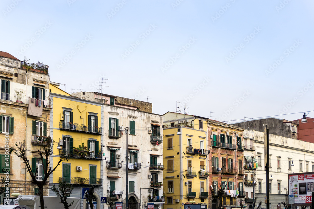 NAPLES, ITALY - January 28, 2017 : Street view of old town in Naples city. January 28, 2017, Naples, Italy