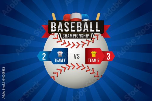 Photography Vector of baseball with team competition and scoreboard.