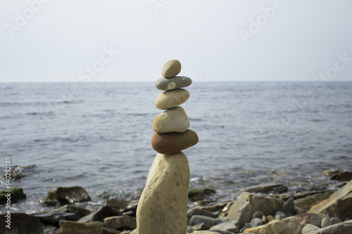 Photography Stones balance on the seashore