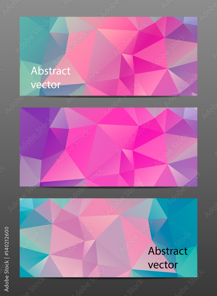 Set abstract polygonal banner