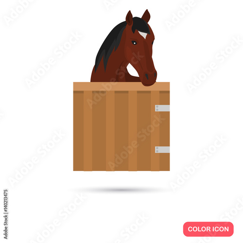 Horse in the stall color flat icon for web and mobile design