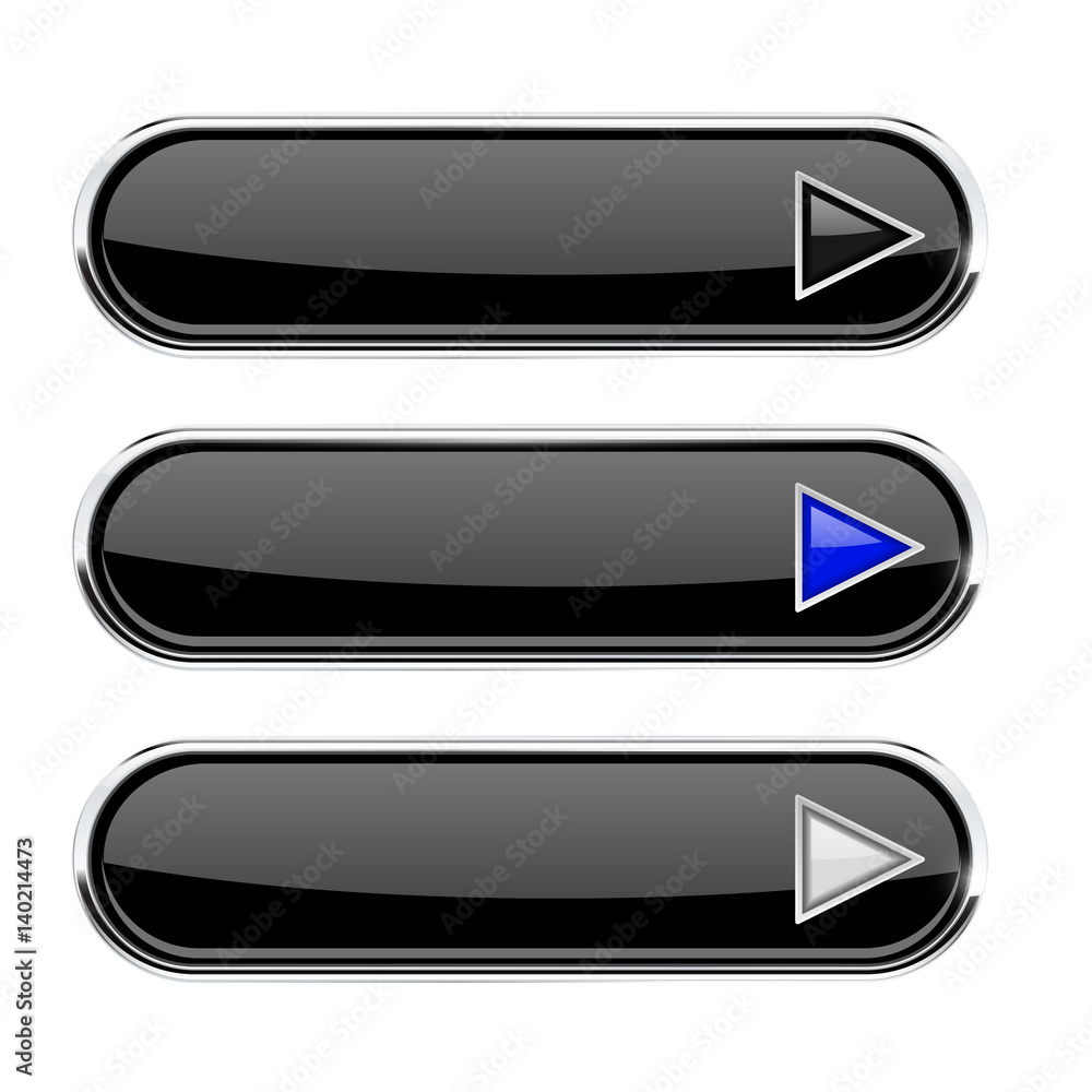 Black buttons with arrows. Menu interface elements Black buttons with arrows. Menu interface elements