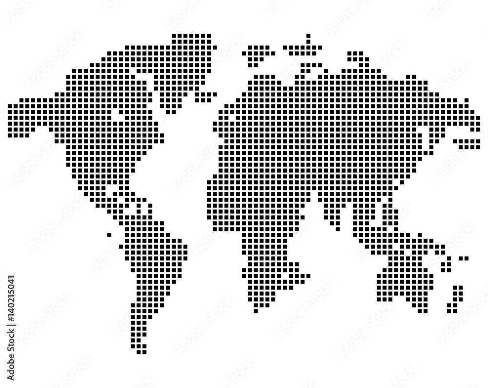 Fototapeta premium Isolated black color worldmap of dots on white background, earth vector illustration