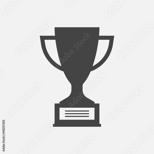 Trophy cup flat vector icon. Simple winner symbol. Black illustration isolated on white background.