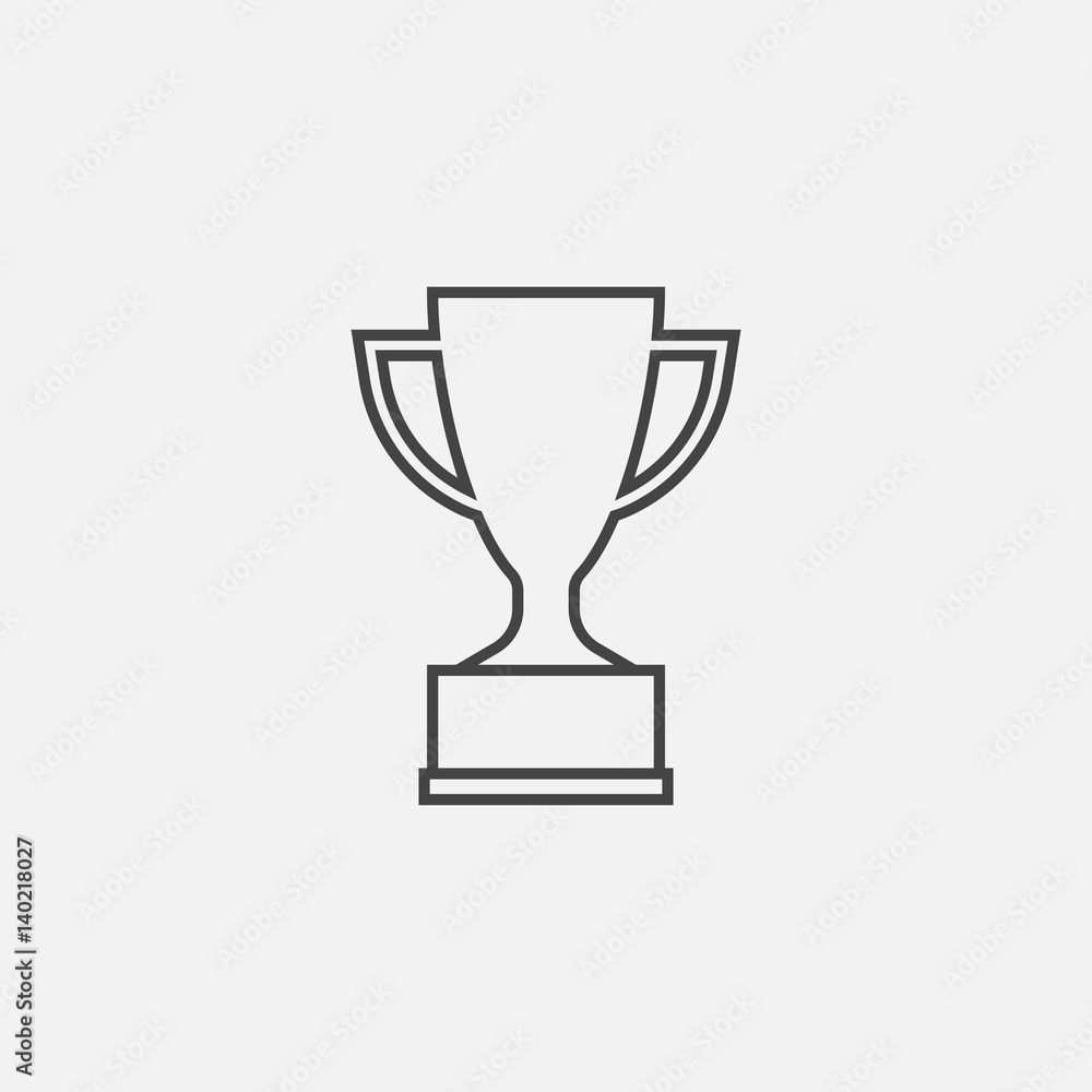 Trophy cup flat vector icon in line style. Simple winner symbol. Black illustration isolated on white background. Trophy cup flat vector icon in line style. Simple winner symbol. Black illustration isolated on white background.