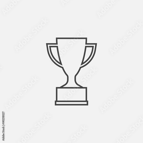 Trophy cup flat vector icon in line style. Simple winner symbol. Black illustration isolated on white background.