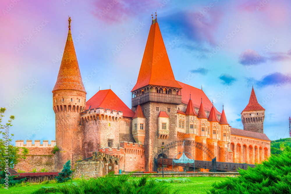 Fototapeta premium Medieval Hunyad Corvin castle, Hunedoara town,Transylvania regiom,Romania,Europe