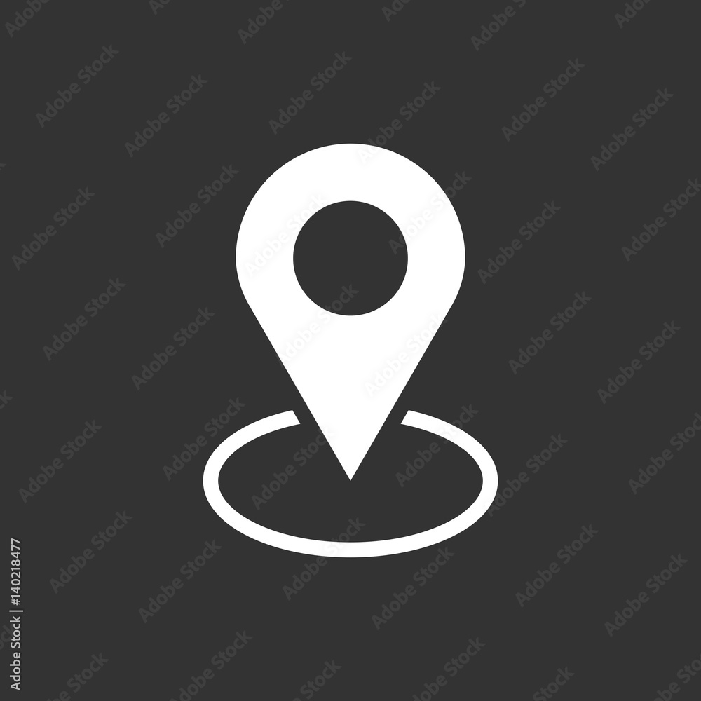 Pin icon vector. Location sign in flat style isolated on black background. Navigation map, gps concept. Pin icon vector. Location sign in flat style isolated on black background. Navigation map, gps concept.