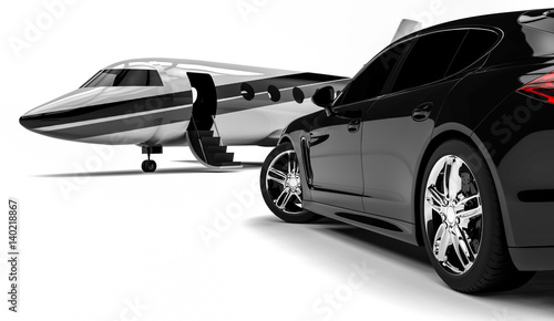 Private jet with a Luxury Car / 