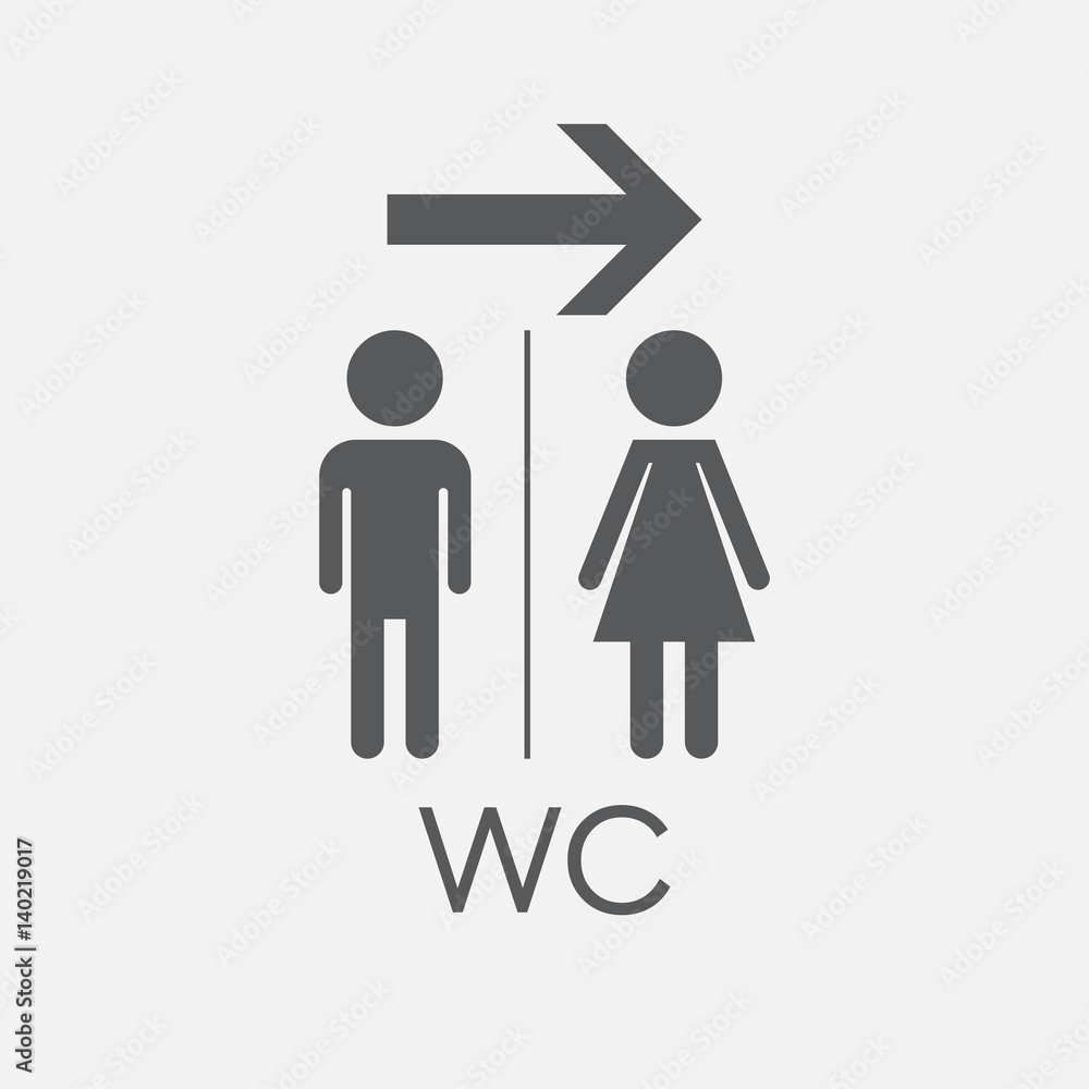 WC, toilet flat vector icon . Men and women sign for restroom on white background. WC, toilet flat vector icon . Men and women sign for restroom on white background.
