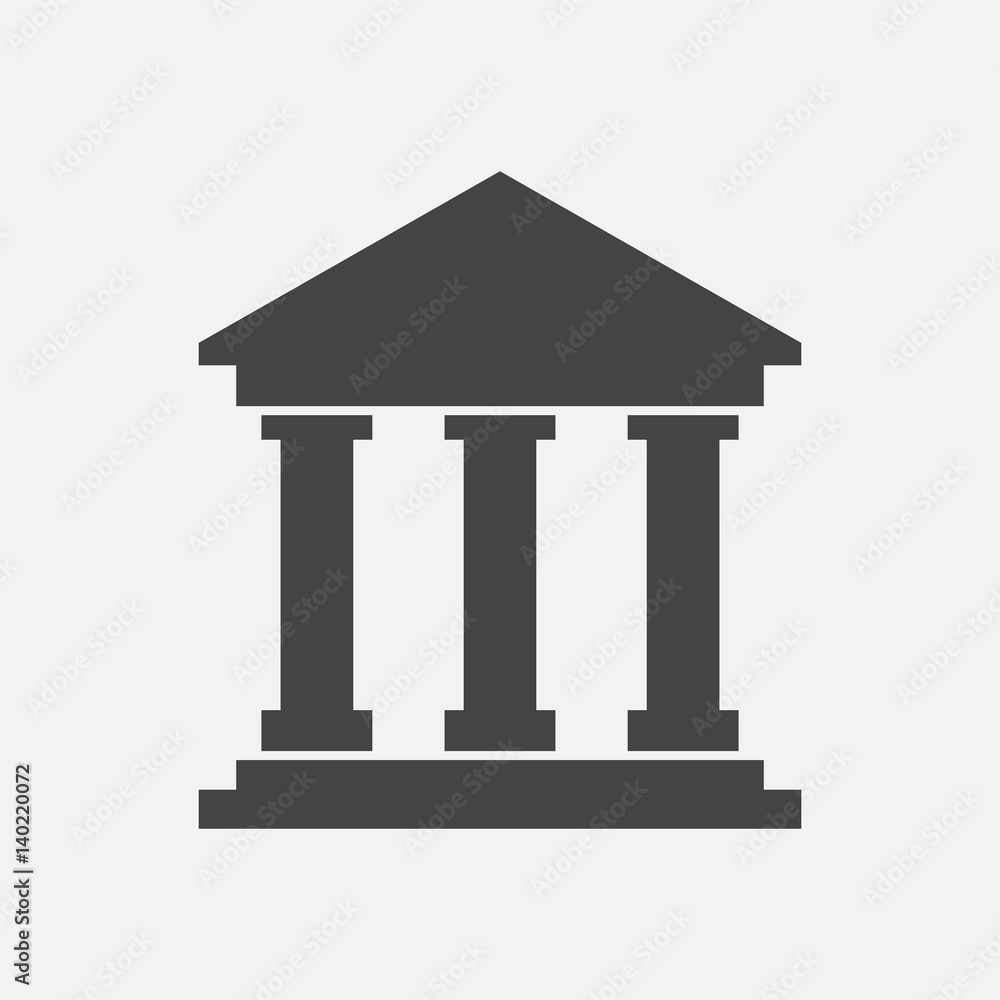 Bank building icon in flat style. Museum vector illustration on white background. Bank building icon in flat style. Museum vector illustration on white background.