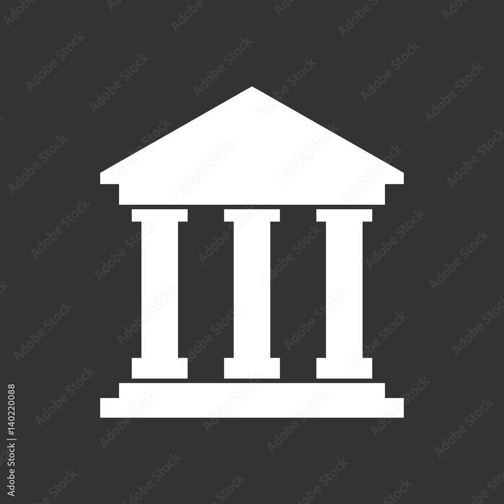 Bank building icon in flat style. Museum vector illustration on black background. Bank building icon in flat style. Museum vector illustration on black background.