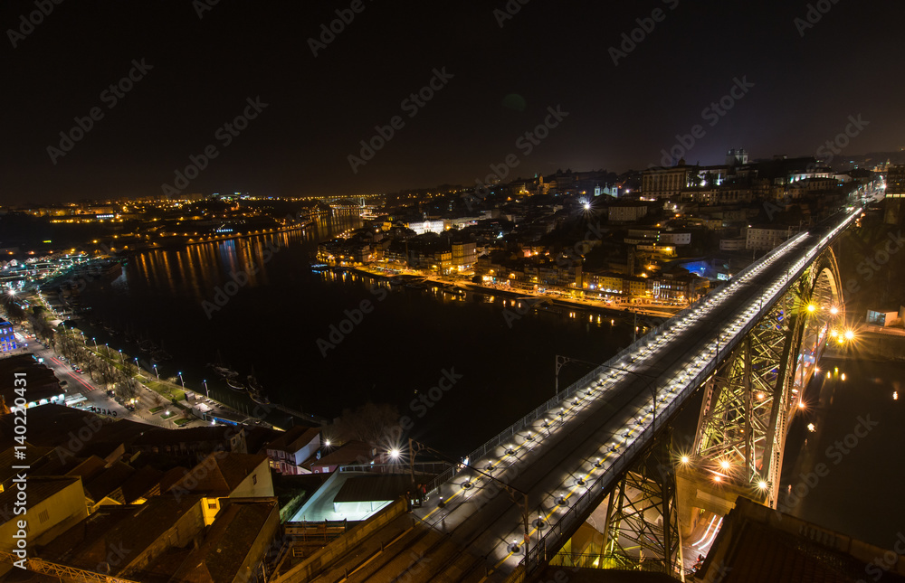 Scenic Porto city during night time