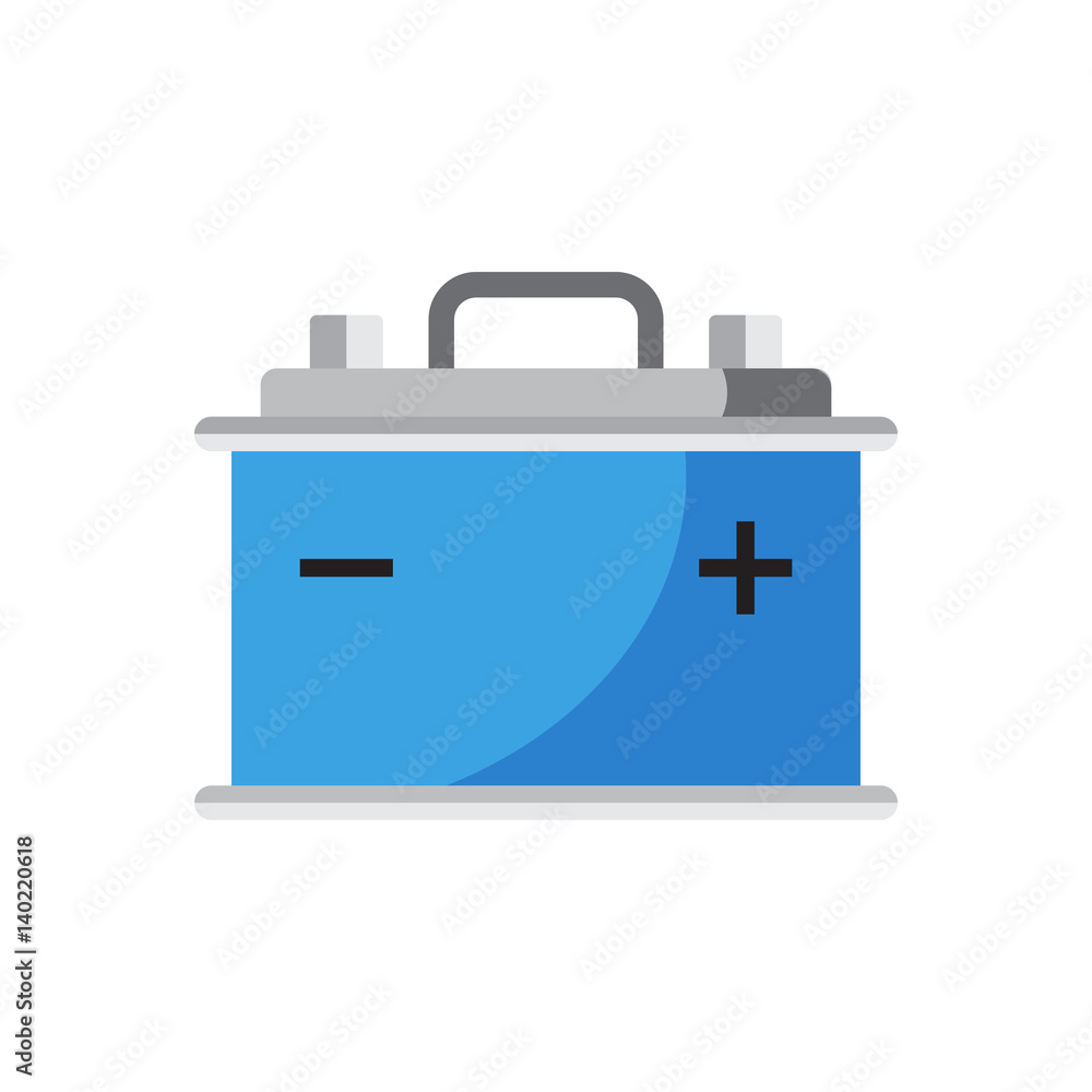 Car battery flat vector icon isolated on white background. Auto accumulator battery energy power illustration. Car battery flat vector icon isolated on white background. Auto accumulator battery energy power illustration.