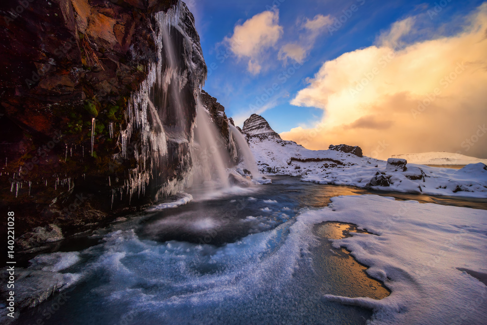 Kirkjufellsfoss sunset Kirkjufellsfoss sunset