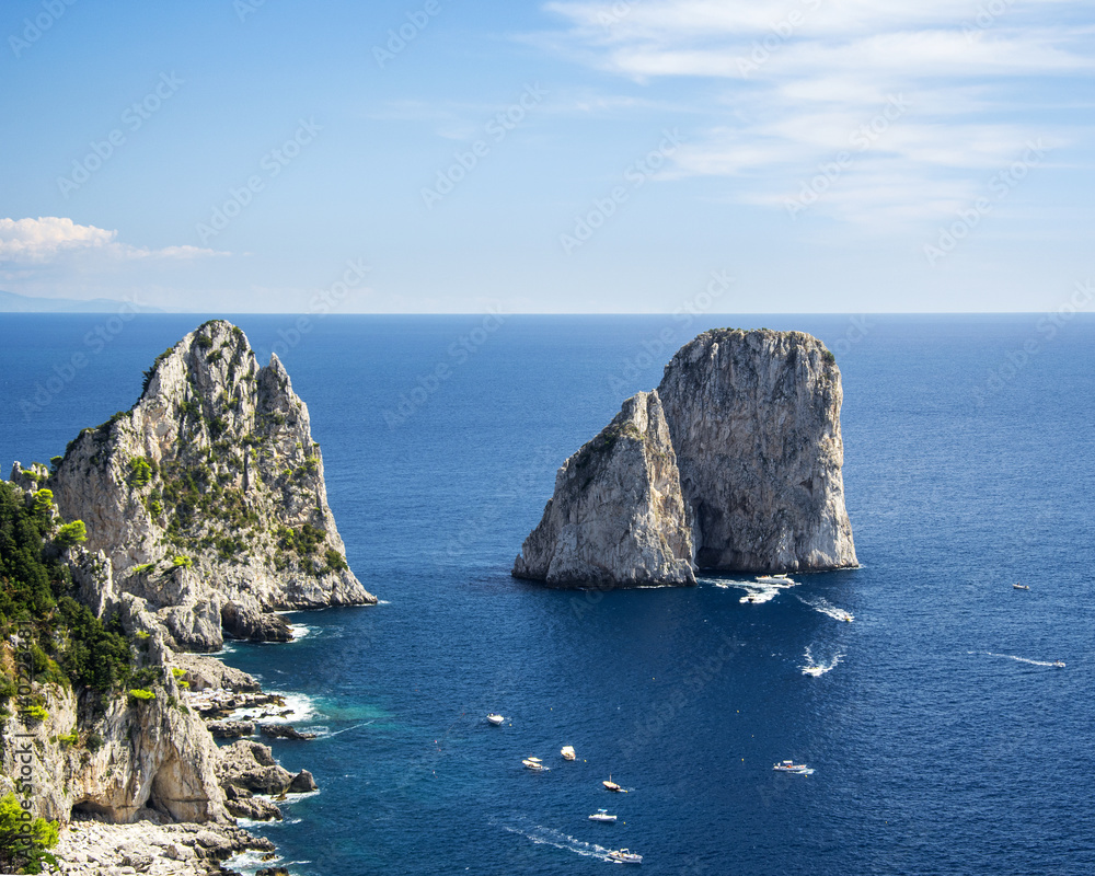 Rocks and small islands in the sea from Capri