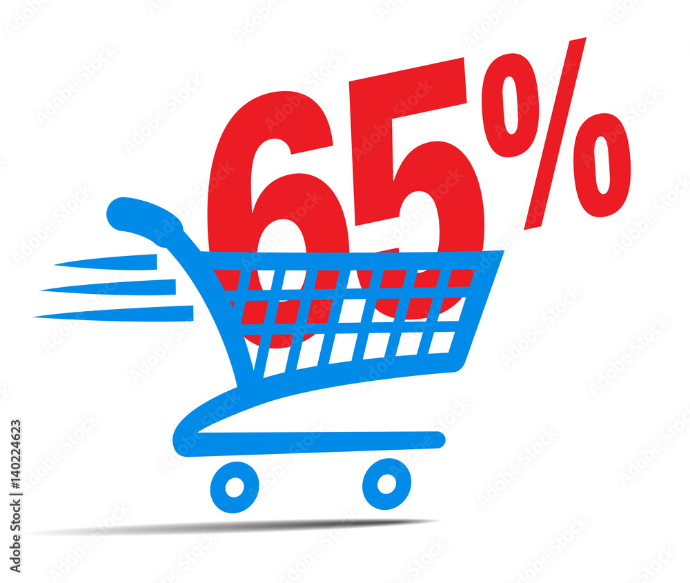 Check Out Cart SALE Icon Symbol with 65 Percent