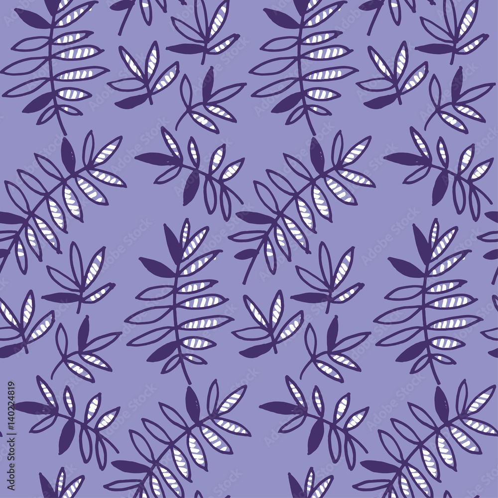 Fototapeta premium Abstract tropical leaves seamless pattern for wrapping paper, fabric, box, cloth, background, wallpaper. Decorative repeatable surface design in naive style