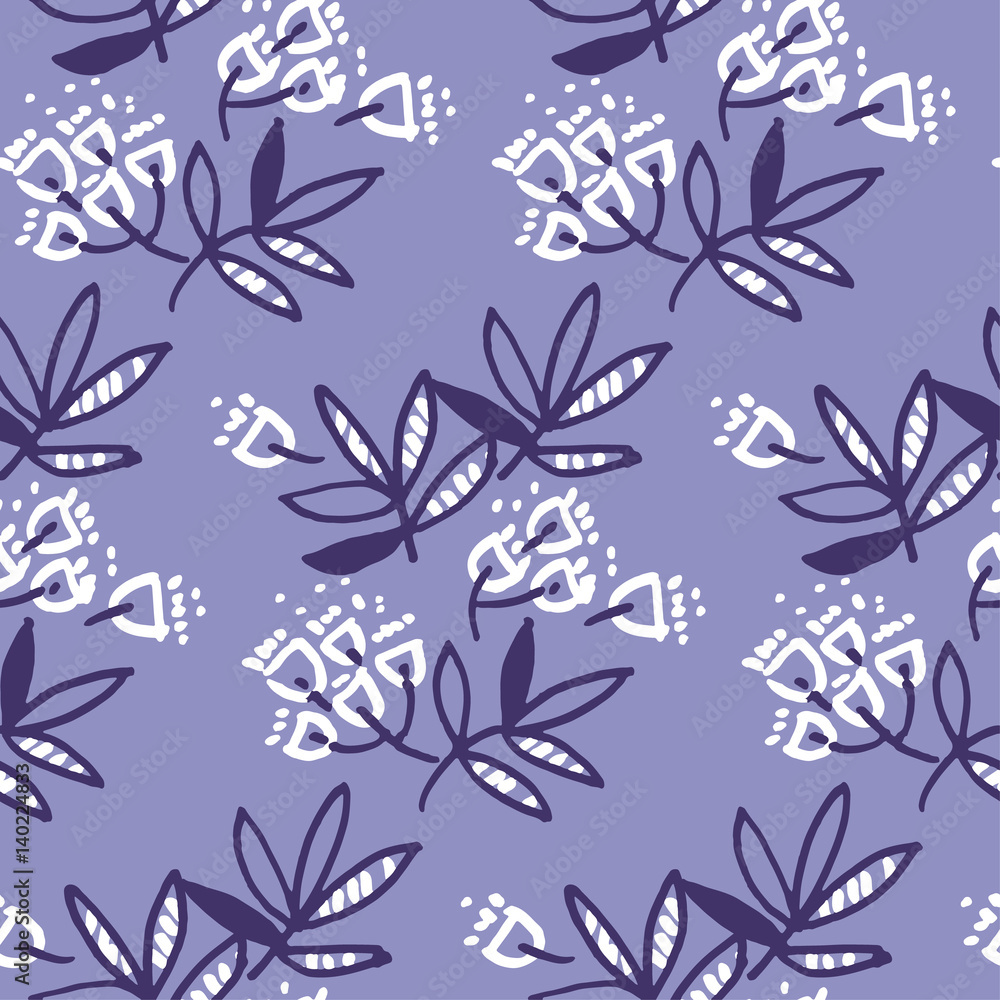Abstract tropical leaves and flowers seamless pattern for wrapping paper, fabric, box, cloth, background, wallpaper. Decorative repeatable surface design in naive style Abstract tropical leaves and flowers seamless pattern for wrapping paper, fabric, box, cloth, background, wallpaper. Decorative repeatable surface design in naive style