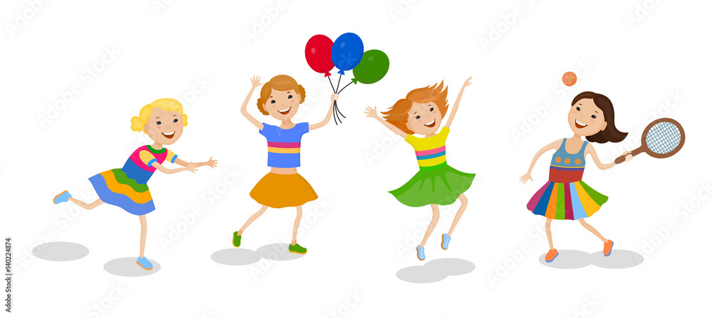 Illustration featuring playing kids Illustration featuring playing kids
