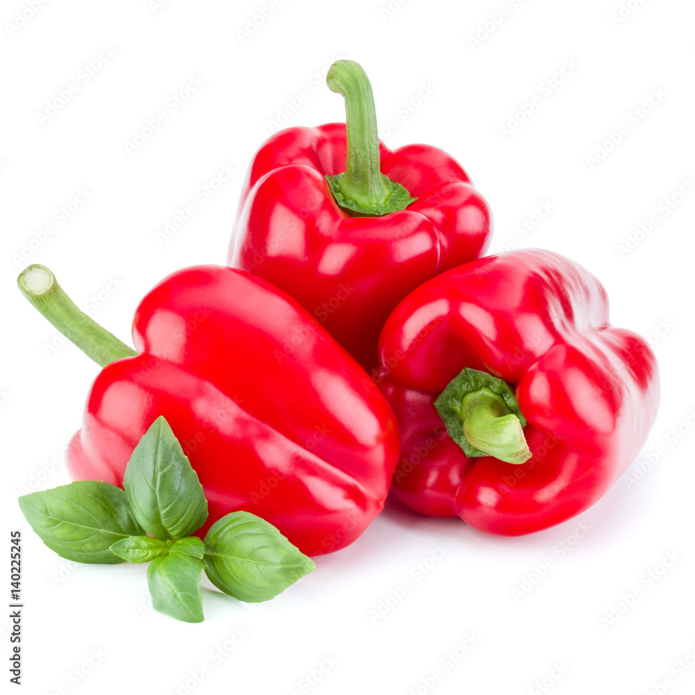 three sweet bell peppers isolated on white background cutout three sweet bell peppers isolated on white background cutout