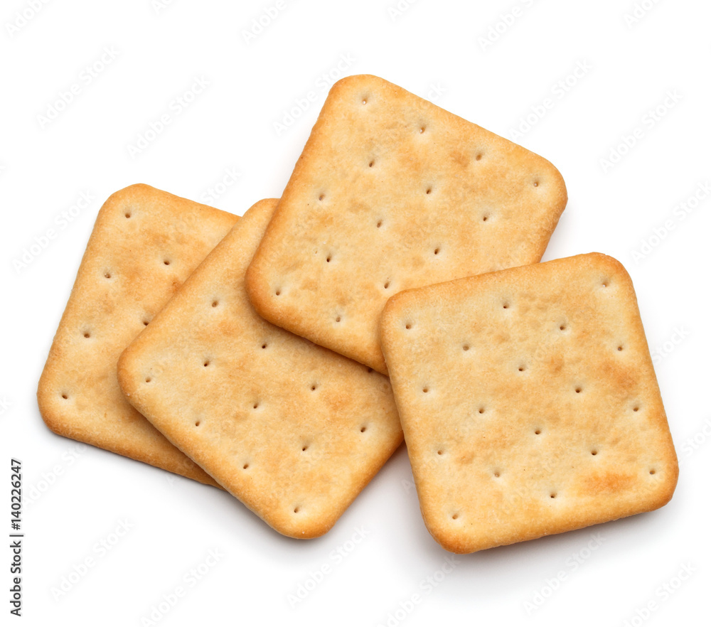Dry cracker cookies isolated on white background cutout Dry cracker cookies isolated on white background cutout