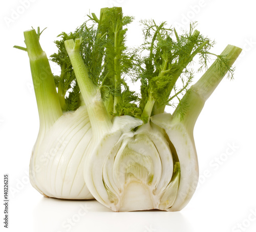 Fresh fennel bulb isolated on white background close up photo