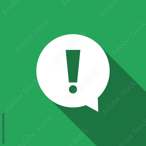 Exclamation mark in circle. Hazard warning symbol flat icon with long shadow. Vector Illustration